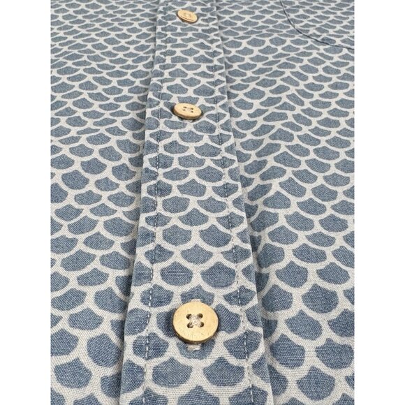 Faherty Playa Short Sleeve Button Down Blue Shirt Men’s XL Beach Fish Scale AOP - Picture 7 of 14